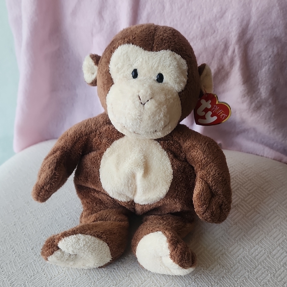 TY Pluffies Brown Monkey Plush Toy Dangles
